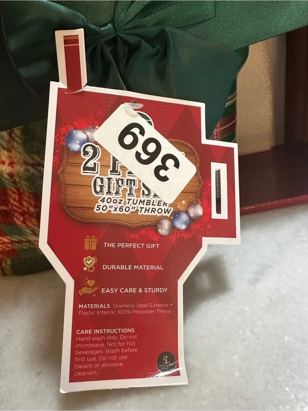 Festive Christmas plaid gift set. Featuring cozy blanket and Insulated Tumbler